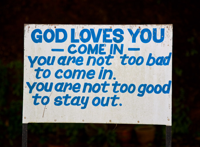 Sign outside Moira church