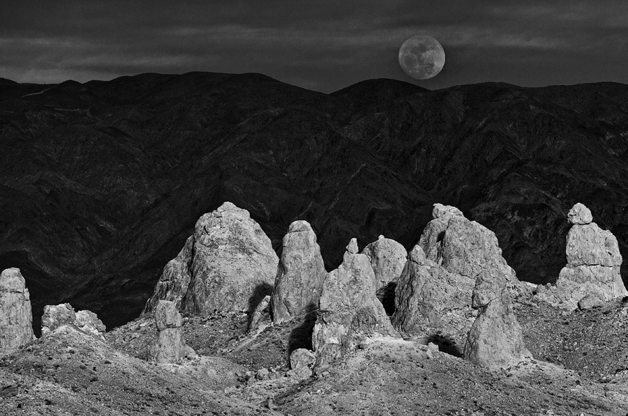 Moonrise at Trona Pinnacles