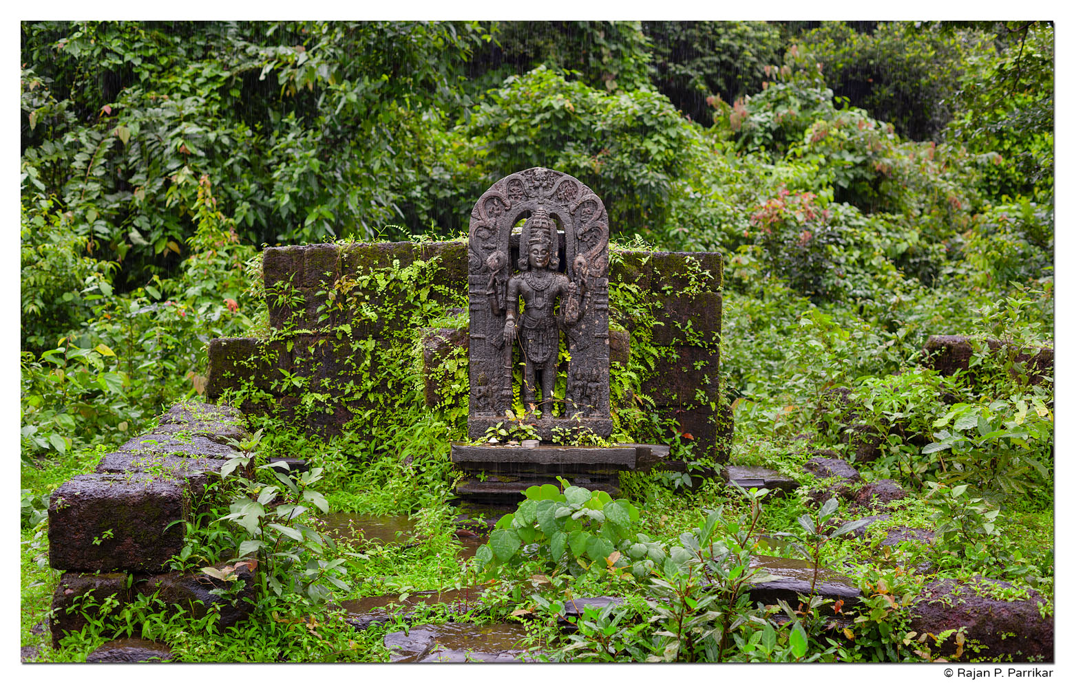 Ruins of Narayandev temple in Vichundrem, Goa