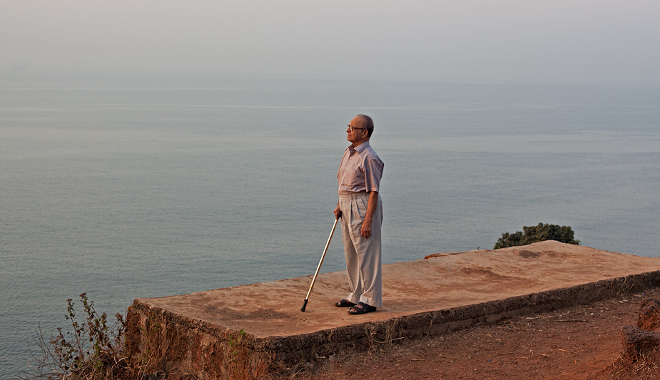 My father Motilal Parrikar on the Aguada cliff at sunrise