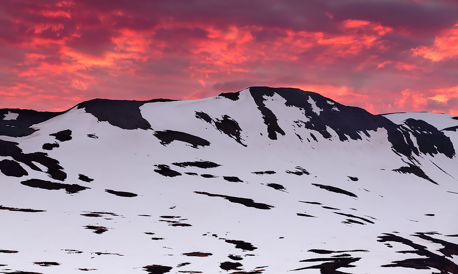 Pre-sunrise over mountain of Siglufjörður, Iceland