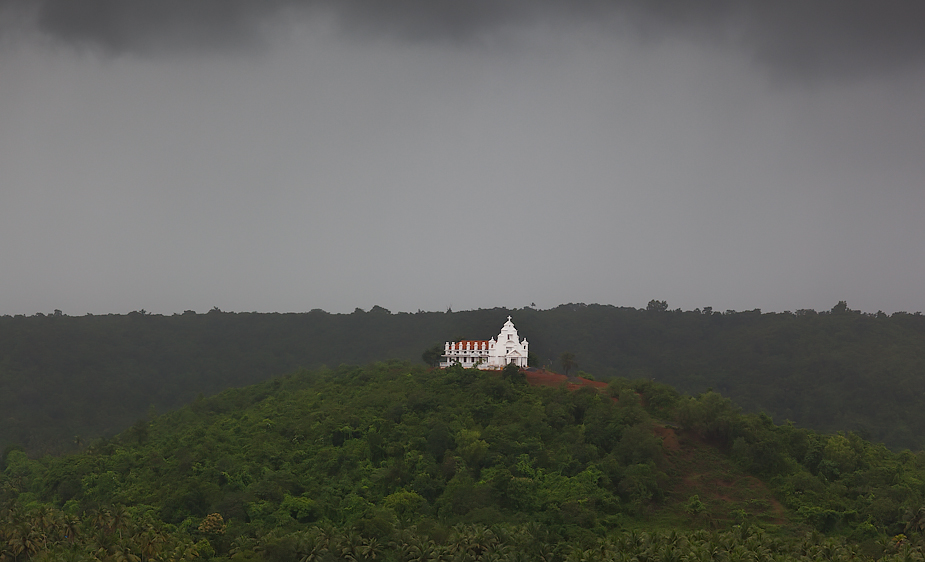 Chapel atop hill in Rainginim-Bandora, Goa