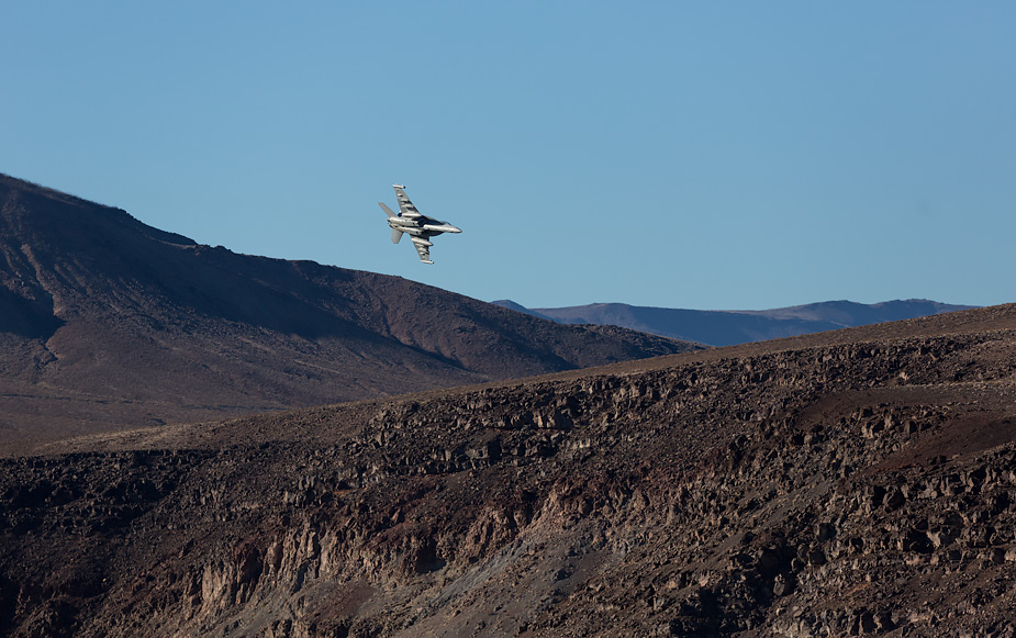 US Air Force fighter jet in Rainbow Canyon (from Father Crowley Point)