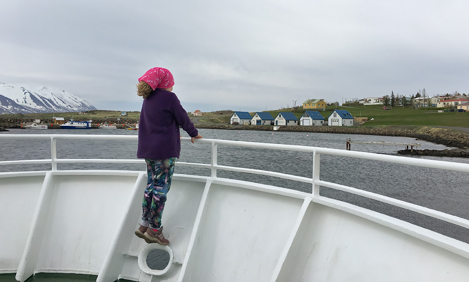 Lísa Jónasdóttir, on ferry to Hrísey