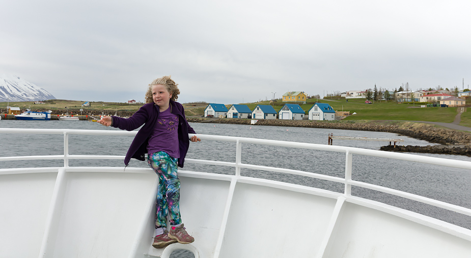 Lísa Jónasdóttir on the Hrísey ferry