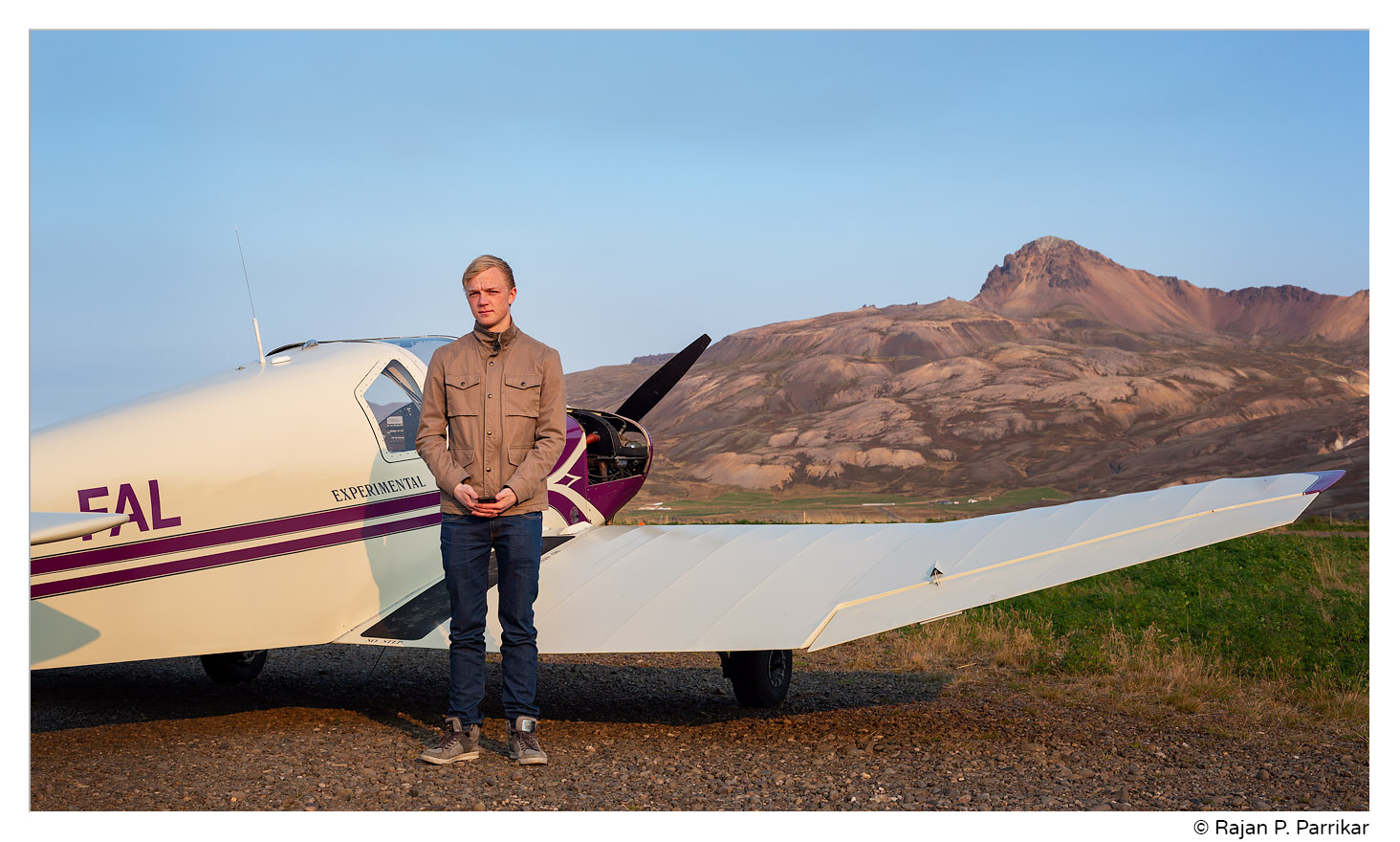 Kolbeinn Hilmarsson of Egilsstaðir, Iceland, with his Falconar plane