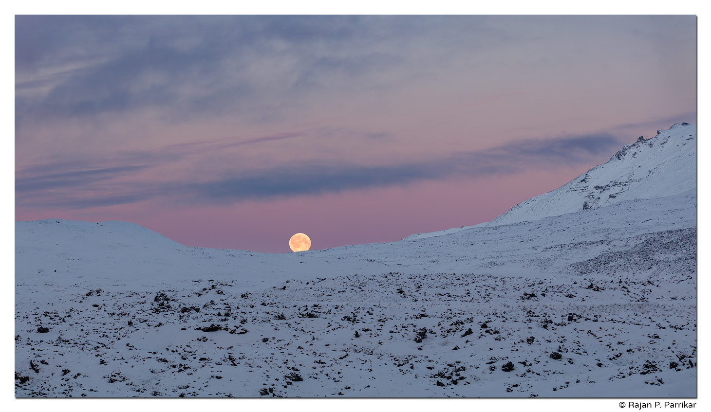 Setting moon in Snæfellsness, Iceland