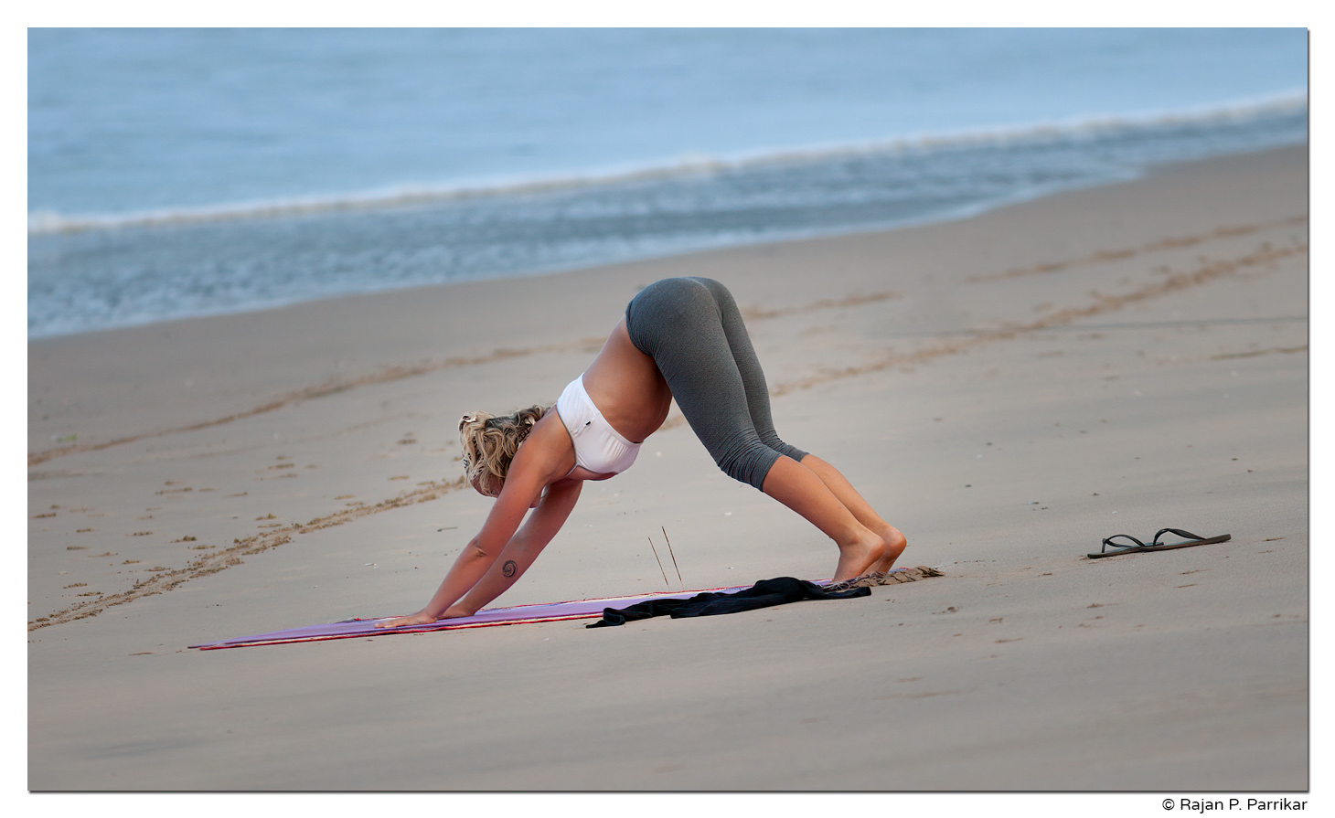 Yoga at Agonda beach, Canacona, Goa