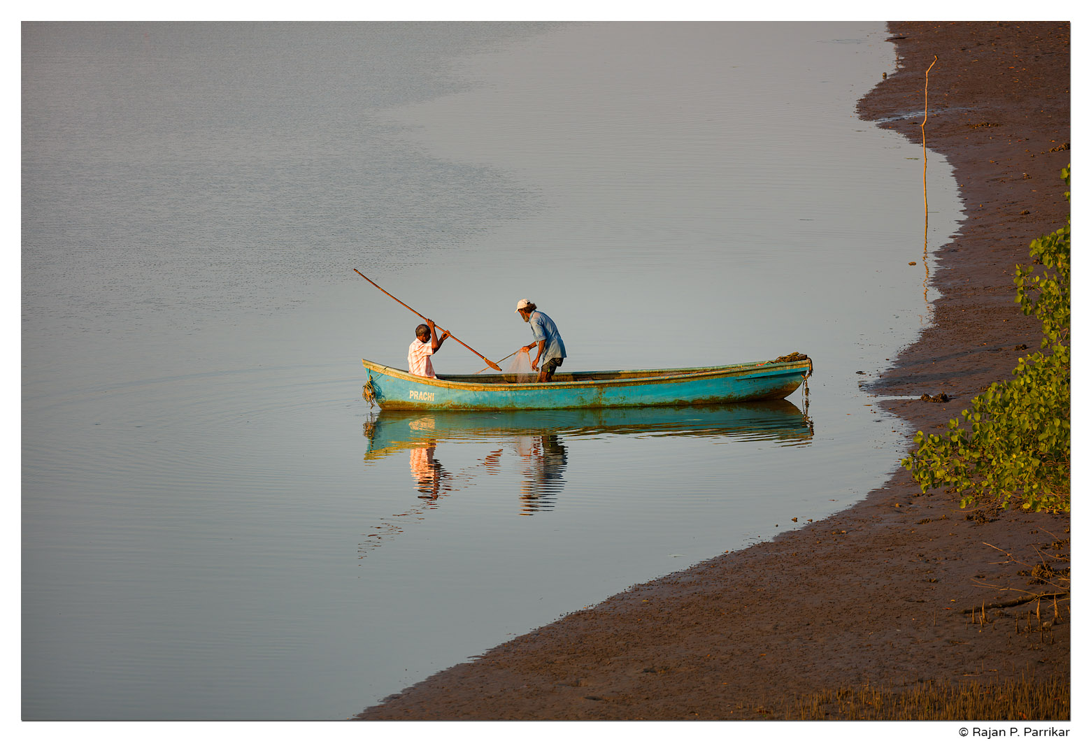 Fishermen on Nerul river, Goa