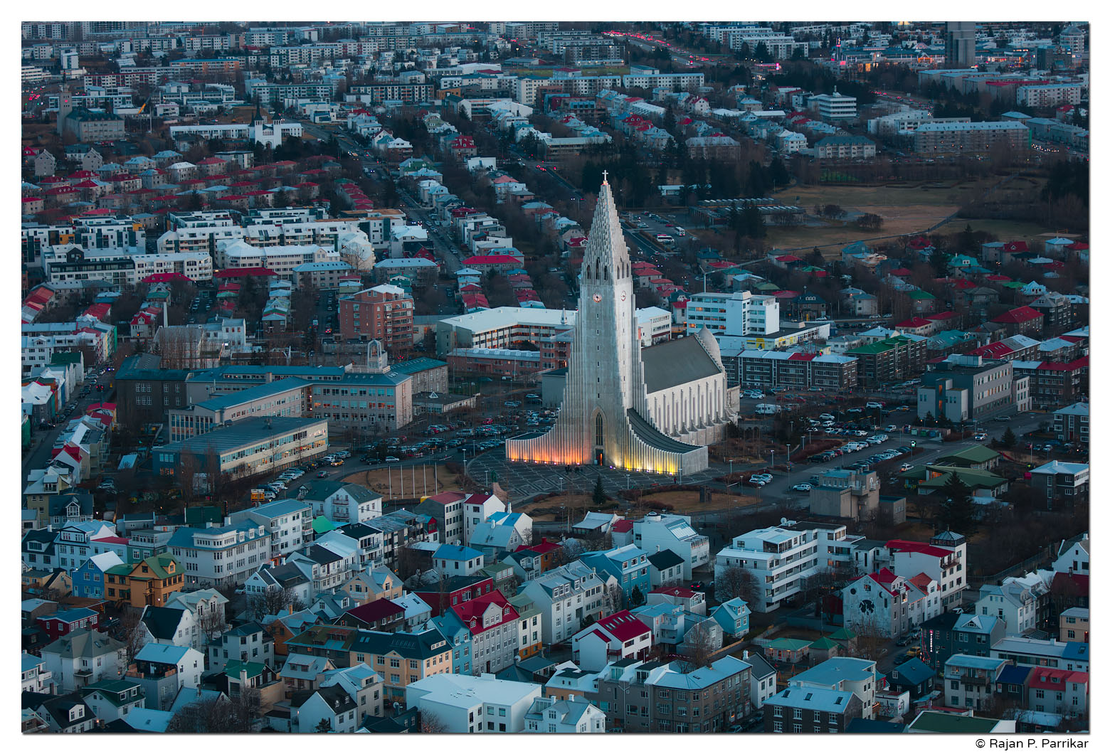 Hallgrímskirkja, Reykjavík, Twilight, Iceland