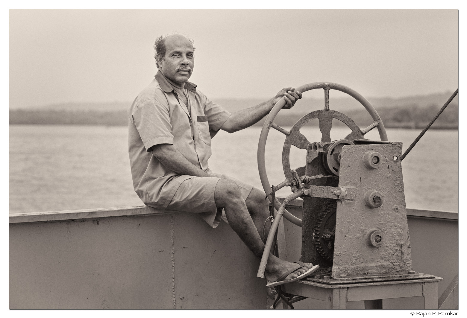 Caetano Sapeco of St Cruz on the Divar ferry, Goa