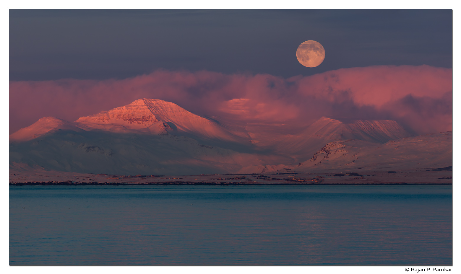 Moonrise, Sunset, Skarðsheiði, Reykjavík, Iceland